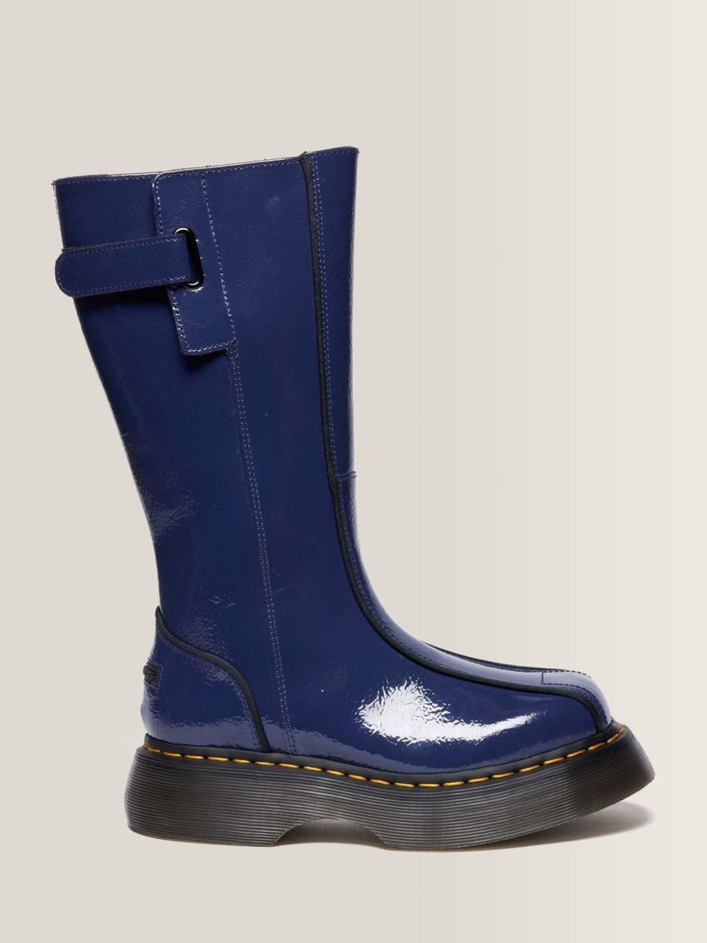Dr. Martens Navy Patent Mid-Calf Platform Boots